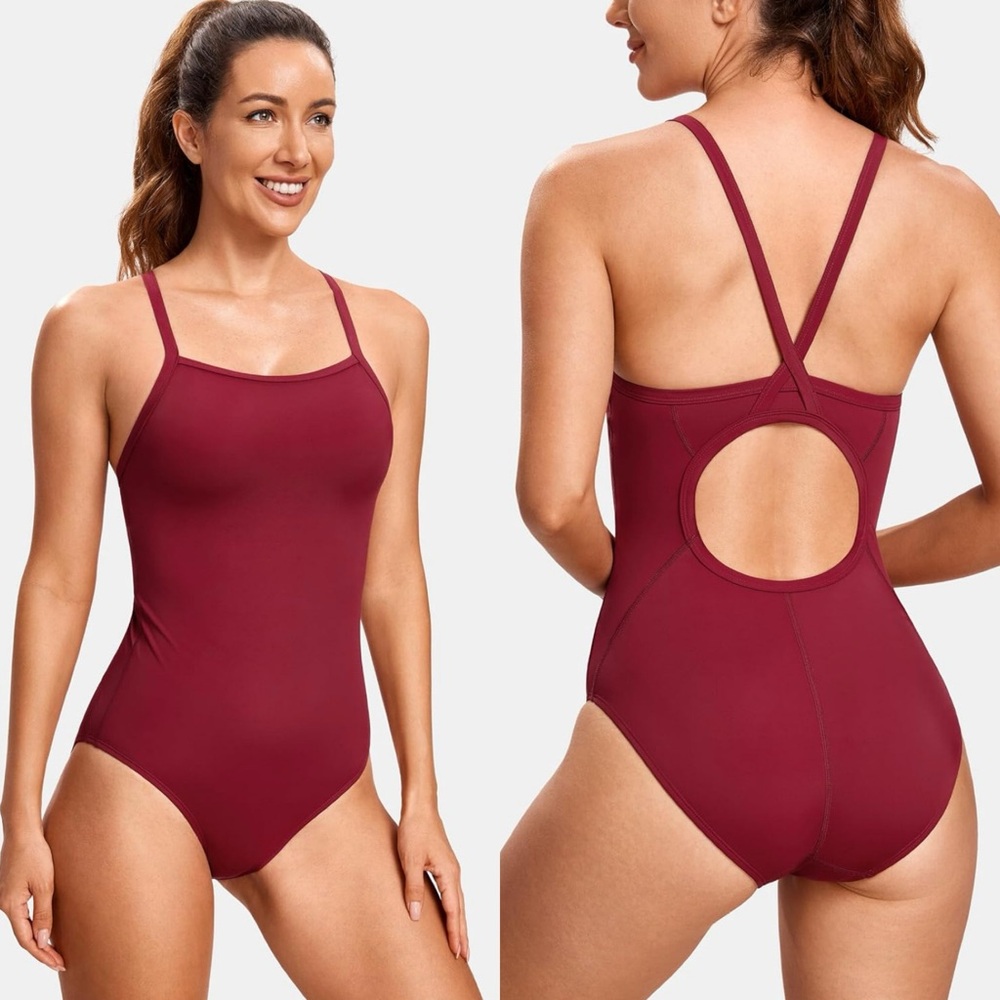 SYROKAN Women's One Piece Swimsuit Athletic Competitive Racerback Sport Swimwear